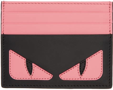 fendi pink & black bag bugs card holder|pink fendi shoes.